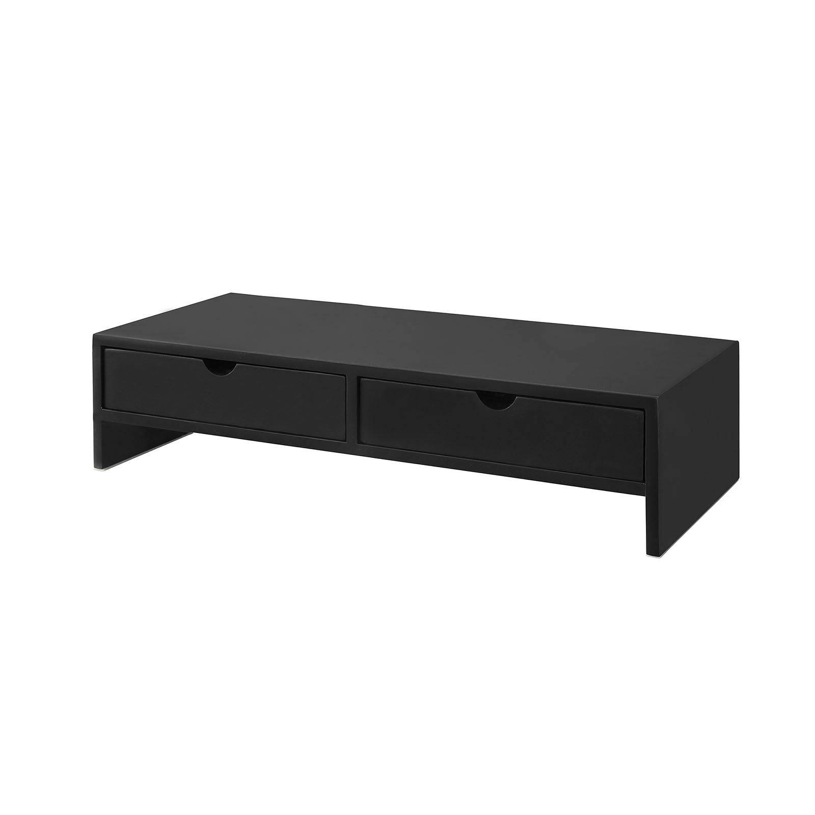 Support d'Écran PC SoBuy avec 2 Tiroirs de Rangement, Universel pour Moniteur et Ordinateur Portable, Noir, 47x18x11cm, BBF02-SCH - Image 1