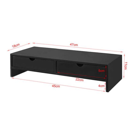 Support d'Écran PC SoBuy avec 2 Tiroirs de Rangement, Universel pour Moniteur et Ordinateur Portable, Noir, 47x18x11cm, BBF02-SCH - Image 3