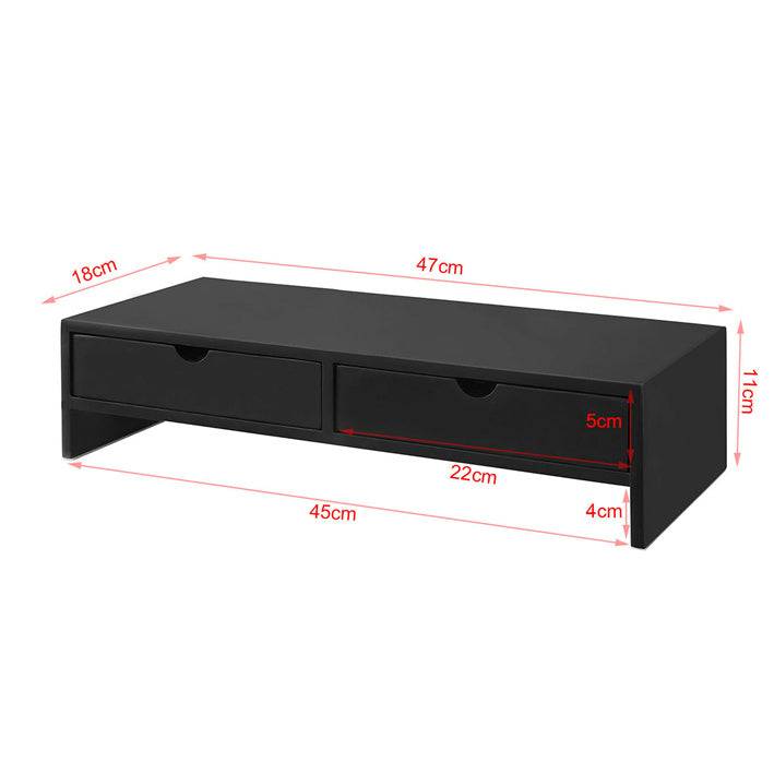 Support d'Écran PC SoBuy avec 2 Tiroirs de Rangement, Universel pour Moniteur et Ordinateur Portable, Noir, 47x18x11cm, BBF02-SCH - Image 3