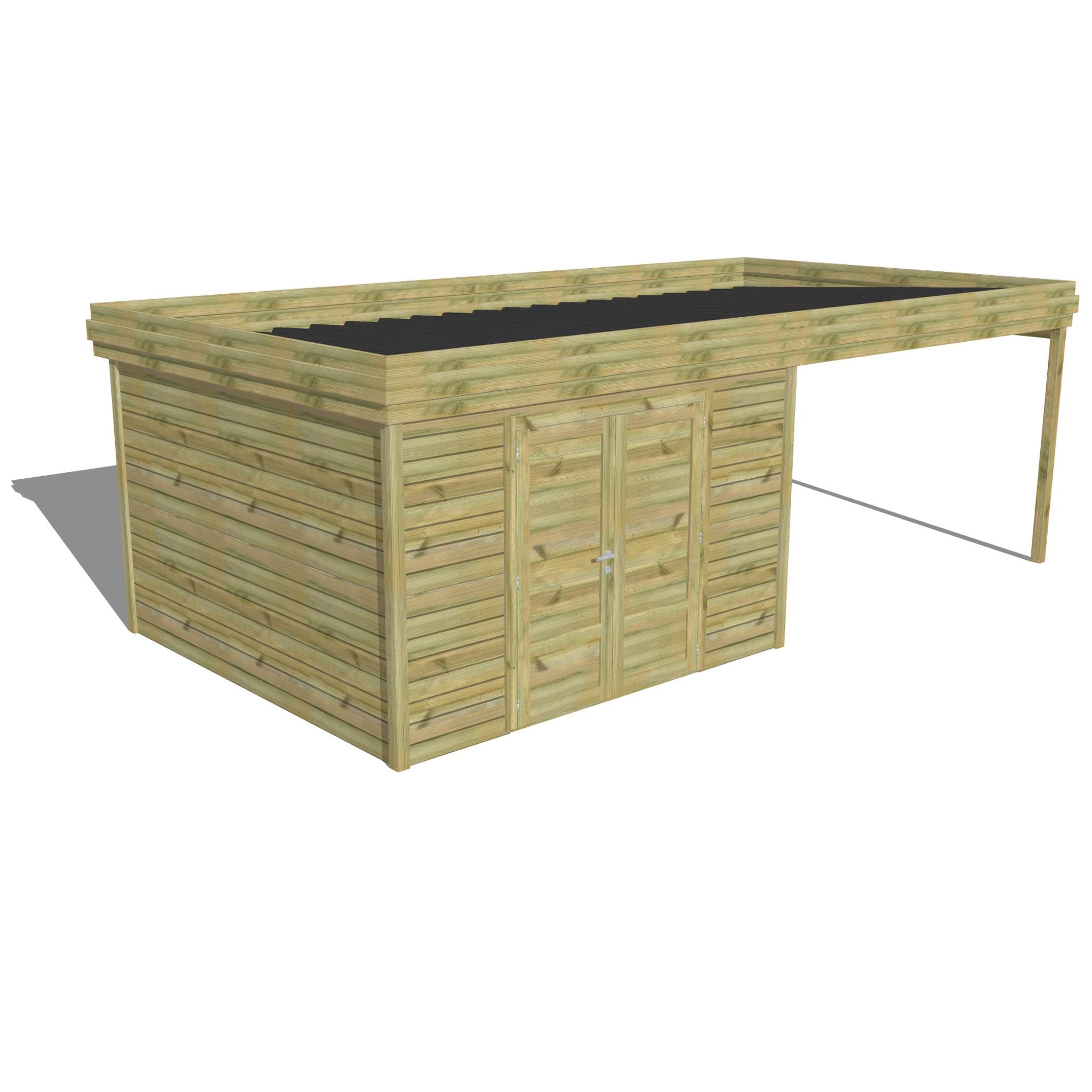 ABRI DE JARDIN bois  autoclave 27mm - 6,94x3,44m / 24m2 - Bac acier - Abri Français