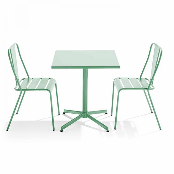 Oviala - Ensemble table inclinable de jardin et 2 chaises vert sauge Palavas - Oviala - Image 1