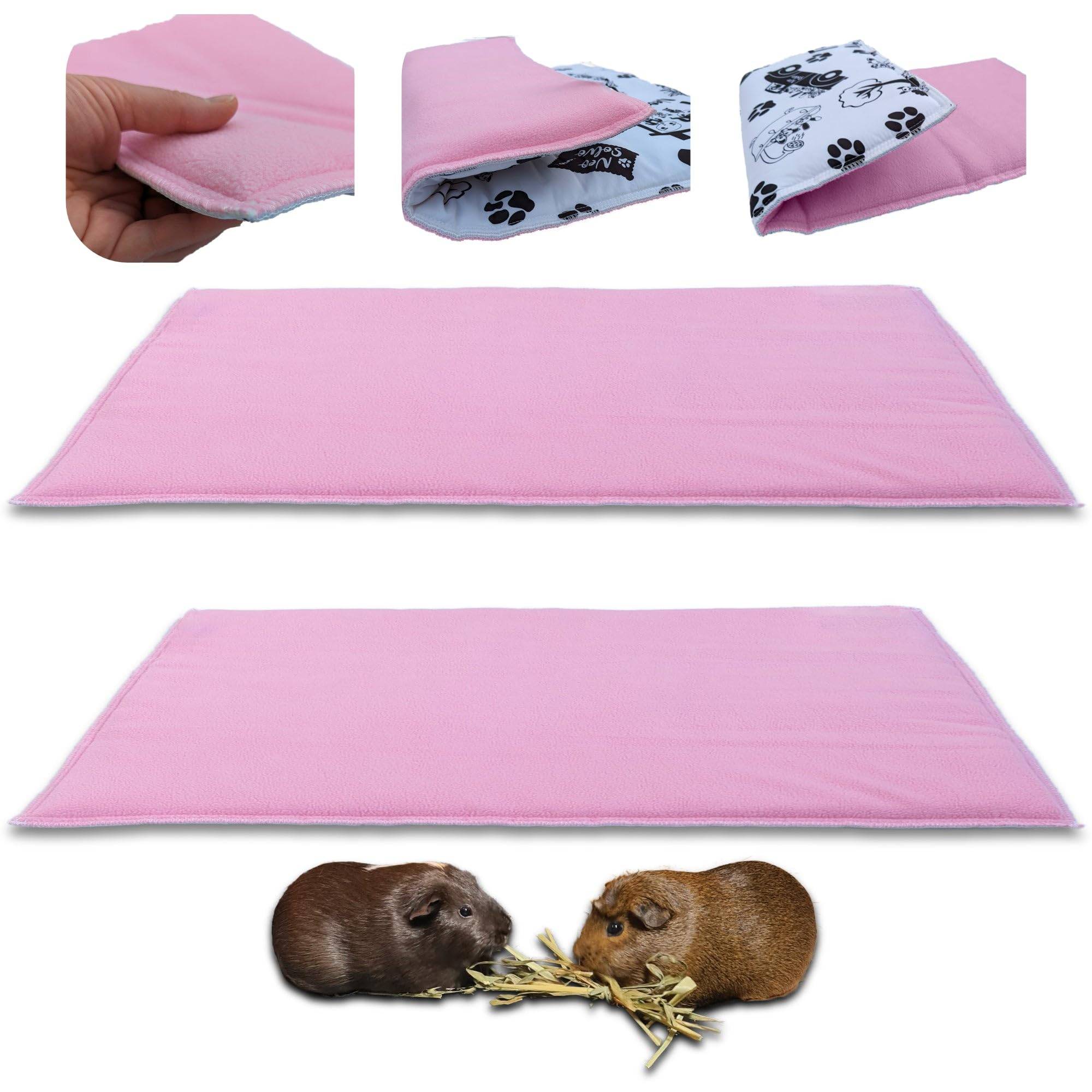 Lot de 2 - Tapis pour Cochon d'inde et Lapin en Polaire 70 x 35 cm  - Polaire Absorbant, Lavable en Machine, Economique - Neo Solvo - Image 1