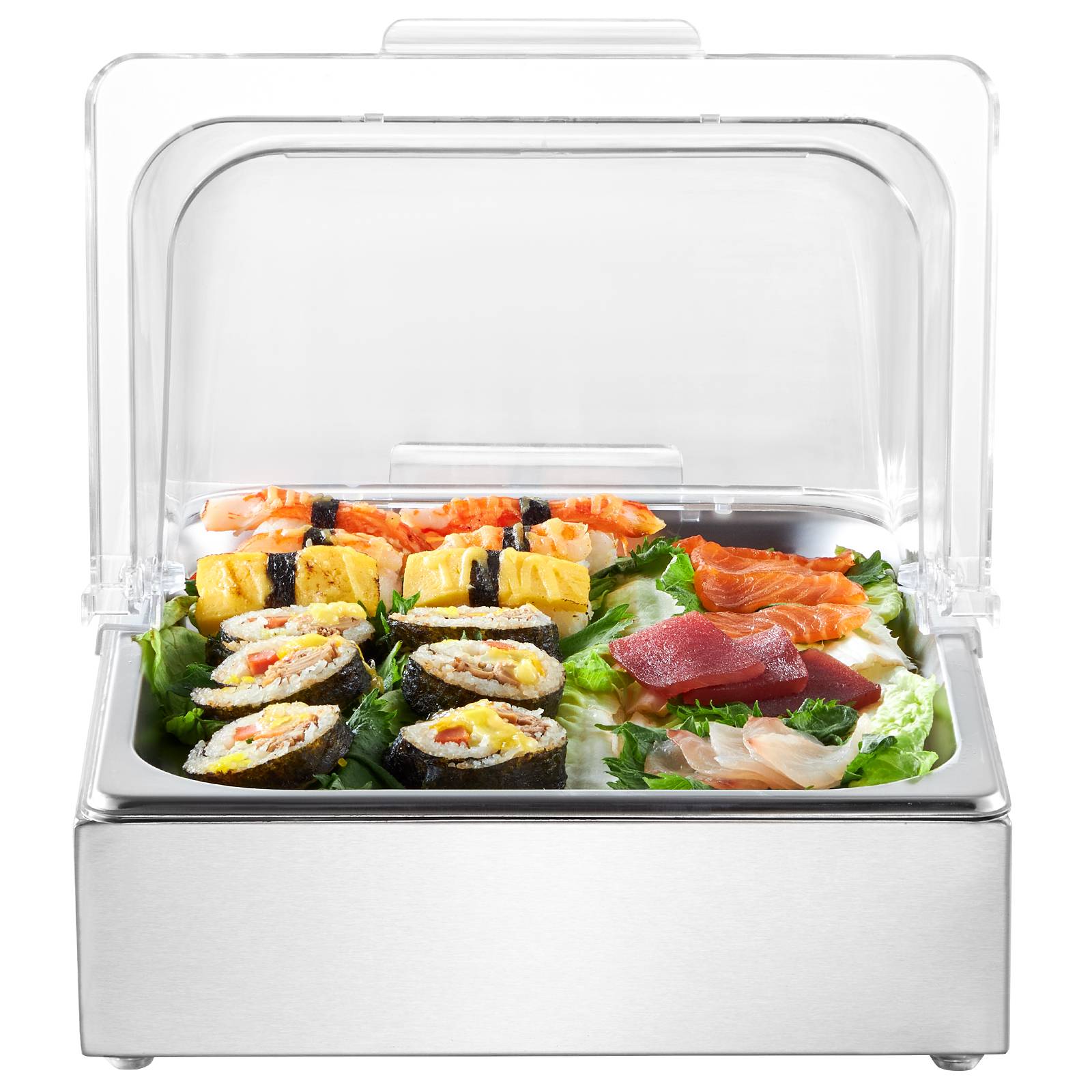Vevor - VEVOR Saladette réfrigérée 1 plateau, inox, couvercle, bac à glaçons, buffet. - Image 9