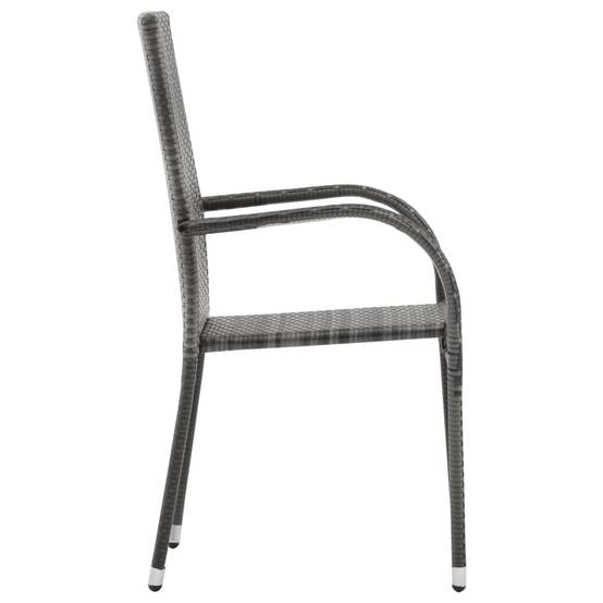 Lot de 6 Chaises de jardin empilables - Chaises d'extérieur Gris Résine tressée - Image 4