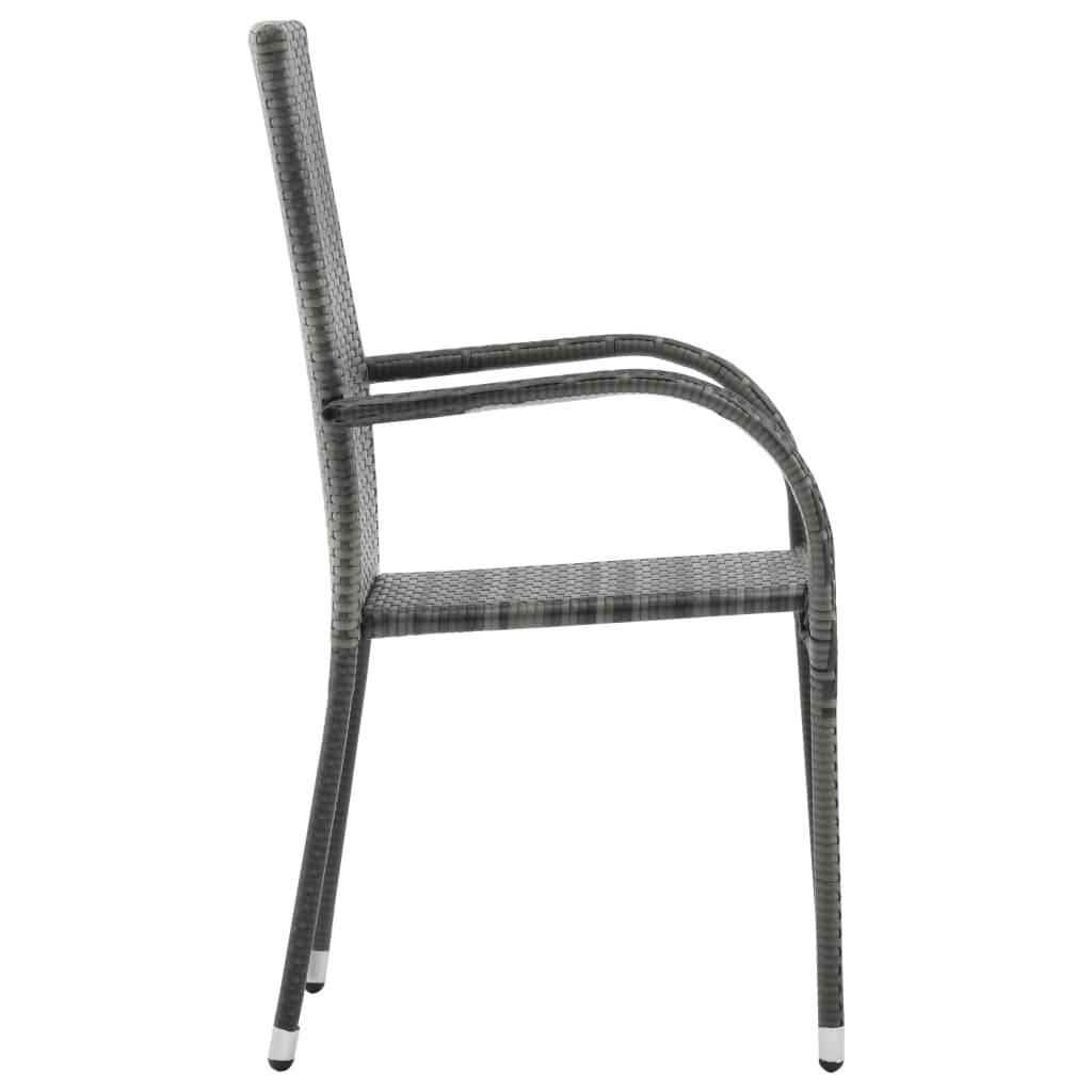 Lot de 6 Chaises de jardin empilables - Chaises d'extérieur Gris Résine tressée - Image 4