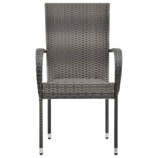 Lot de 6 Chaises de jardin empilables - Chaises d'extérieur Gris Résine tressée - Image 3