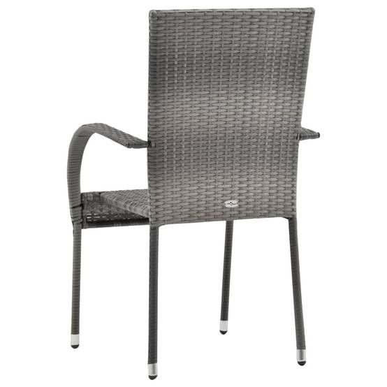 Lot de 6 Chaises de jardin empilables - Chaises d'extérieur Gris Résine tressée - Image 5