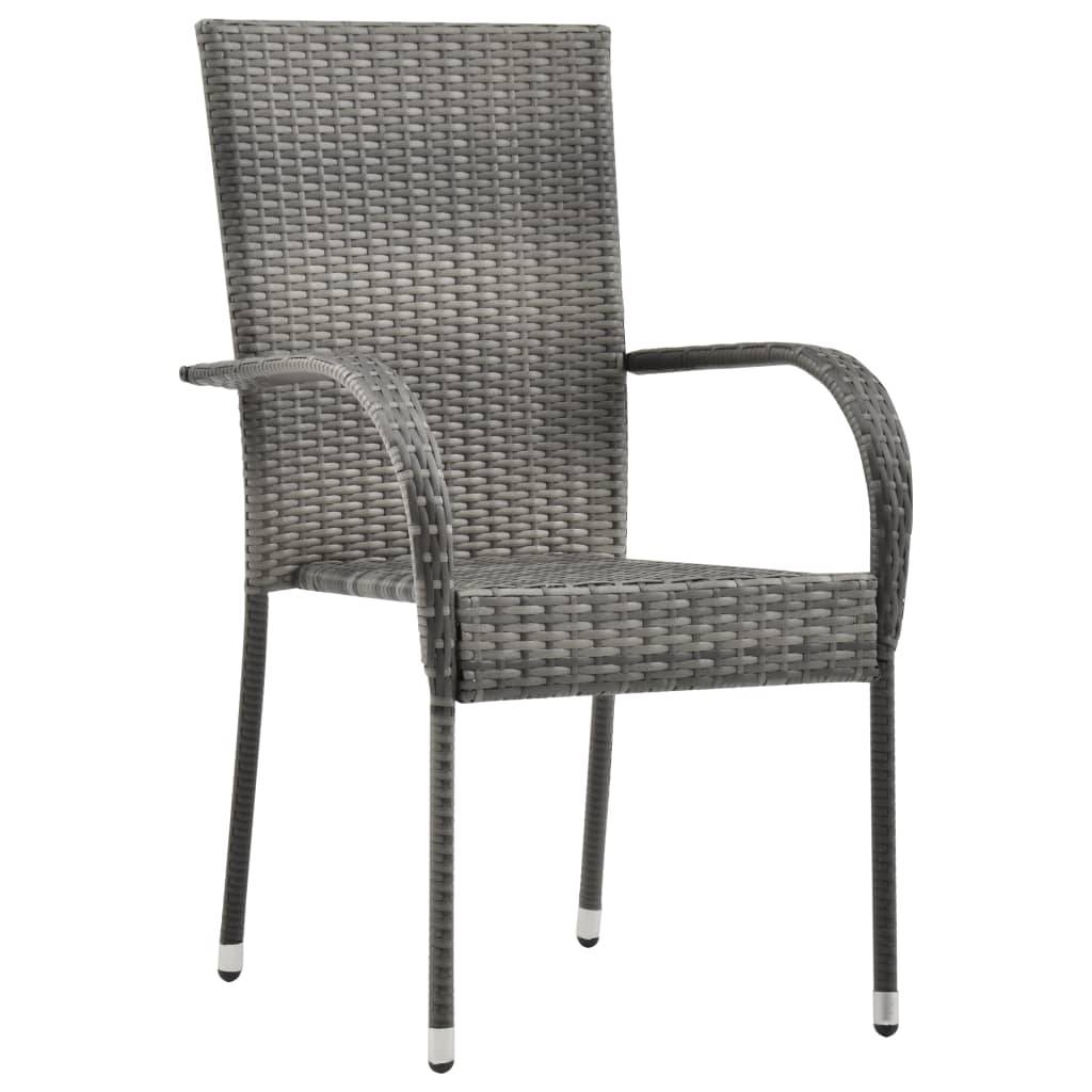 Lot de 6 Chaises de jardin empilables - Chaises d'extérieur Gris Résine tressée - Image 1