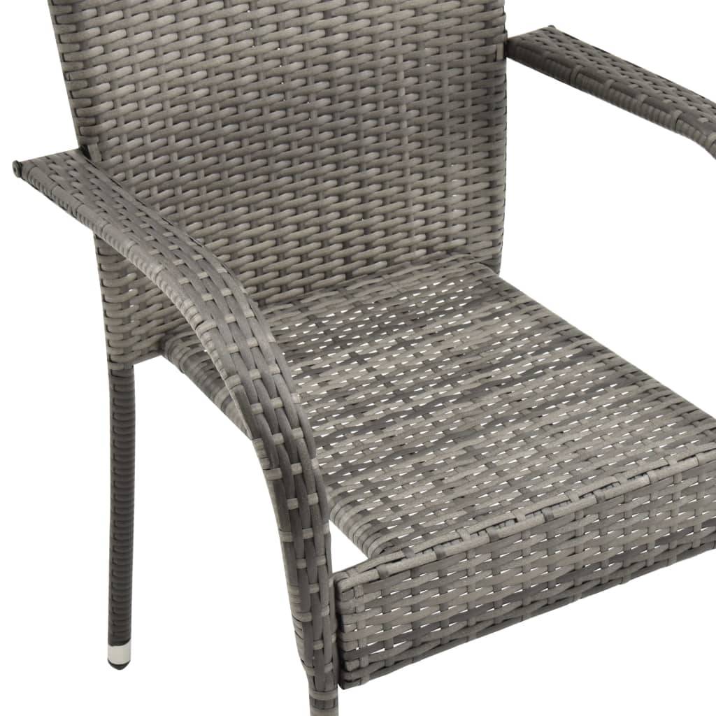 Lot de 6 Chaises de jardin empilables - Chaises d'extérieur Gris Résine tressée - Image 7