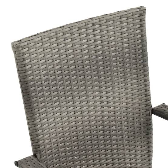 Lot de 6 Chaises de jardin empilables - Chaises d'extérieur Gris Résine tressée - Image 6