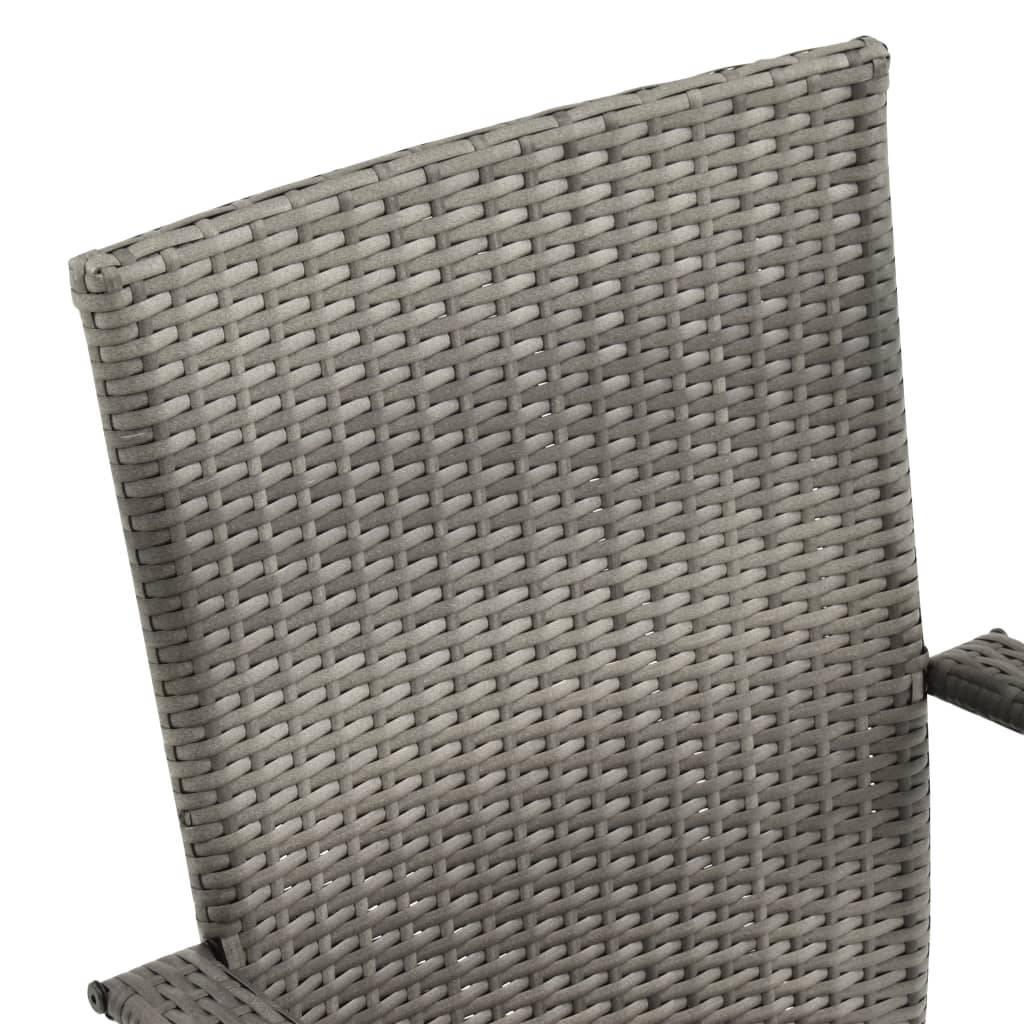 Lot de 6 Chaises de jardin empilables - Chaises d'extérieur Gris Résine tressée - Image 6