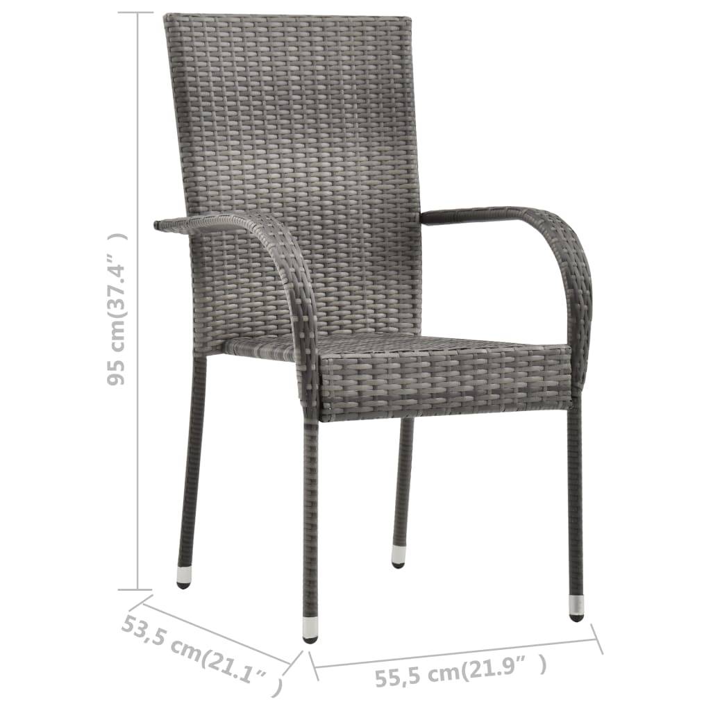 Lot de 6 Chaises de jardin empilables - Chaises d'extérieur Gris Résine tressée - Image 9