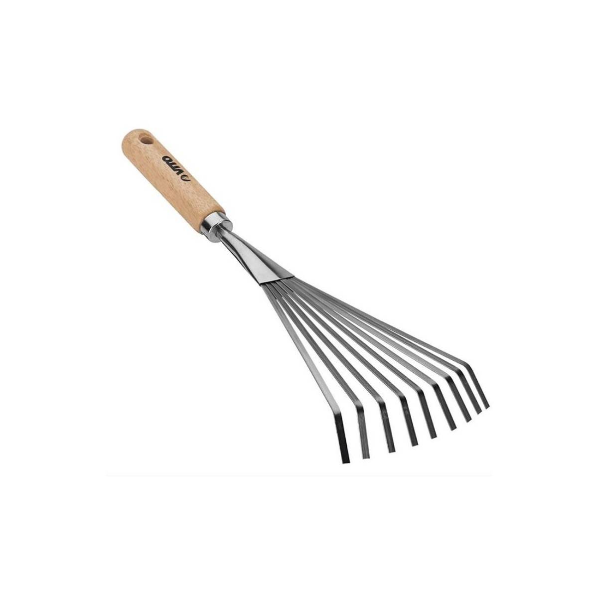 Balai de jardin à gazon 8 dents 13Cm Manche bois Inox et Fer forgés à la main VITO - Imagen 1