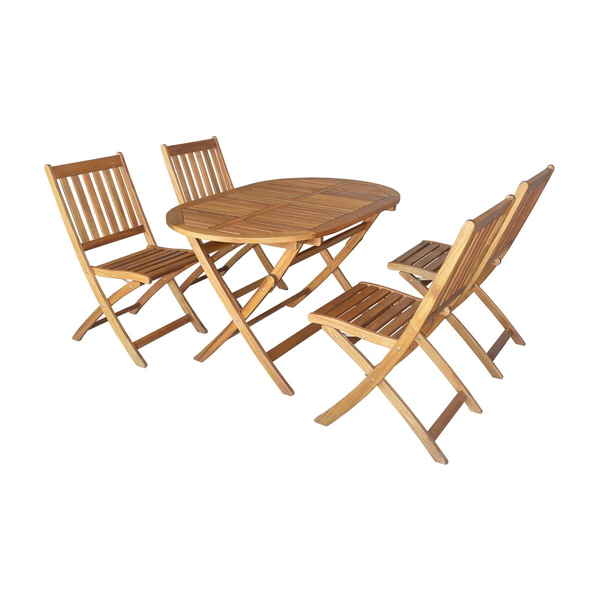 Salon de jardin ovale en acacia Fidgi - 4 chaises - Cémonjardin - Imagen 2
