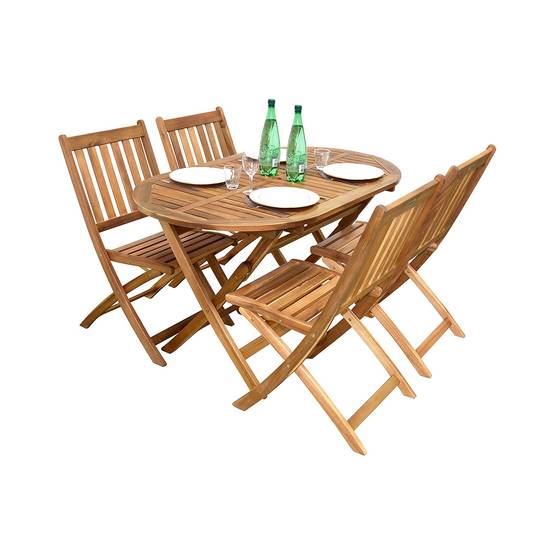 Salon de jardin ovale en acacia Fidgi - 4 chaises - Cémonjardin - Imagen 1