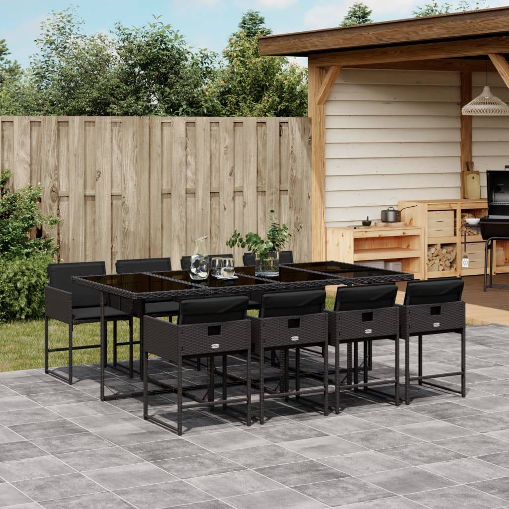 ComfortXL - Salon de Jardin Encastrable 8 Personnes Résine Tressée Noire, Coussins Noirs, Table 220cm – ComfortXL Outdoor Living