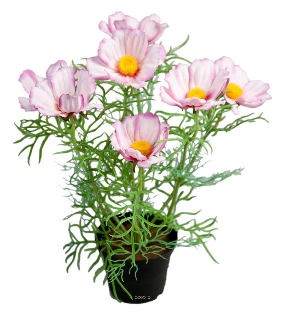 Artificielles - Cosmos fleuries artificielle en pot H 40 cm Pourpre-blanc - couleur: Pourpre-blanc - Imagen 2