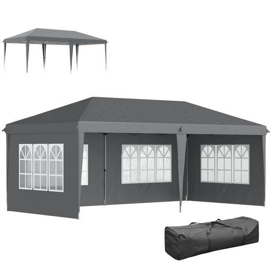 Tonnelle pliante polyester gris 585 x 295 x 270 cm - PANGIVO - Image 1