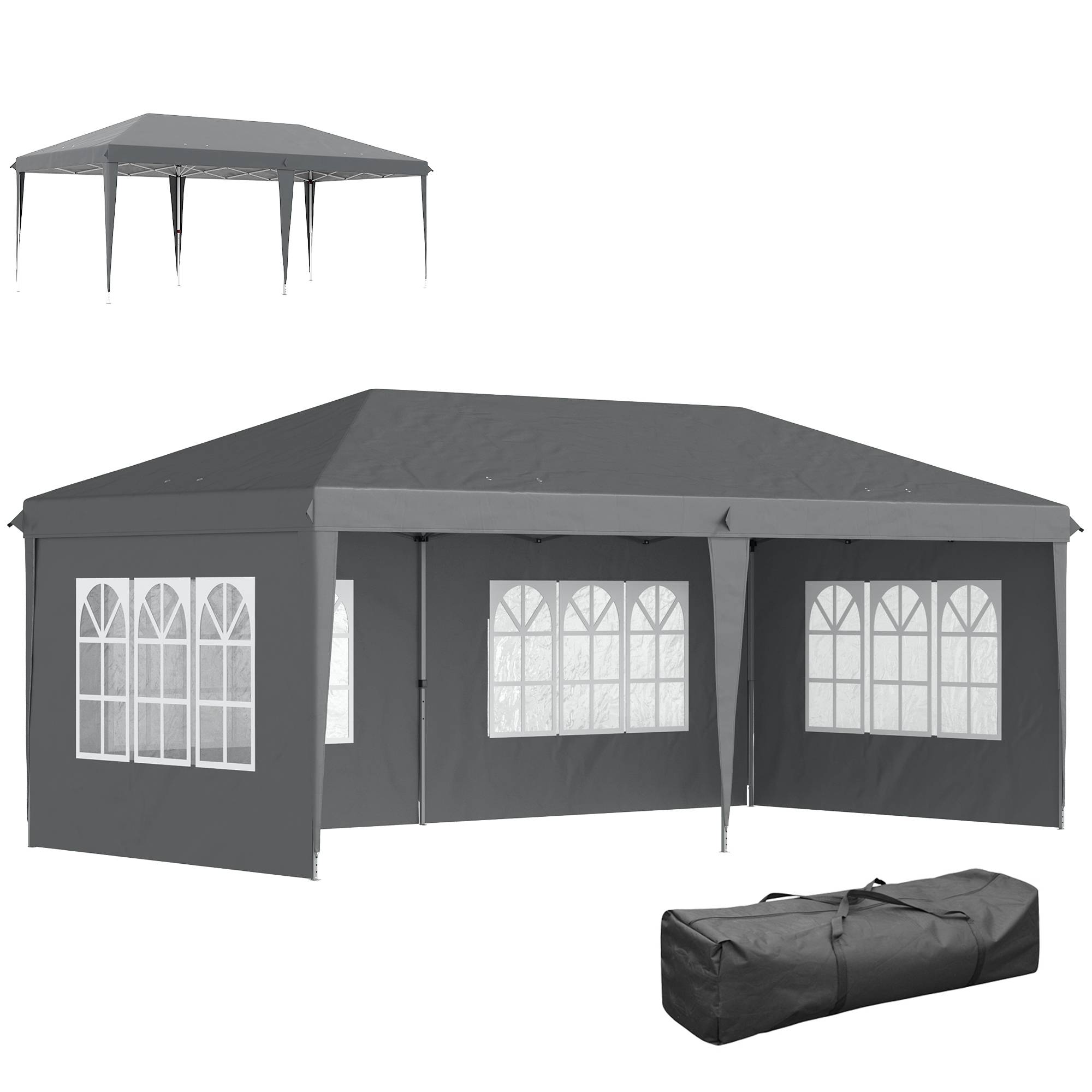Tonnelle pliante polyester gris 585 x 295 x 270 cm - PANGIVO - Image 1