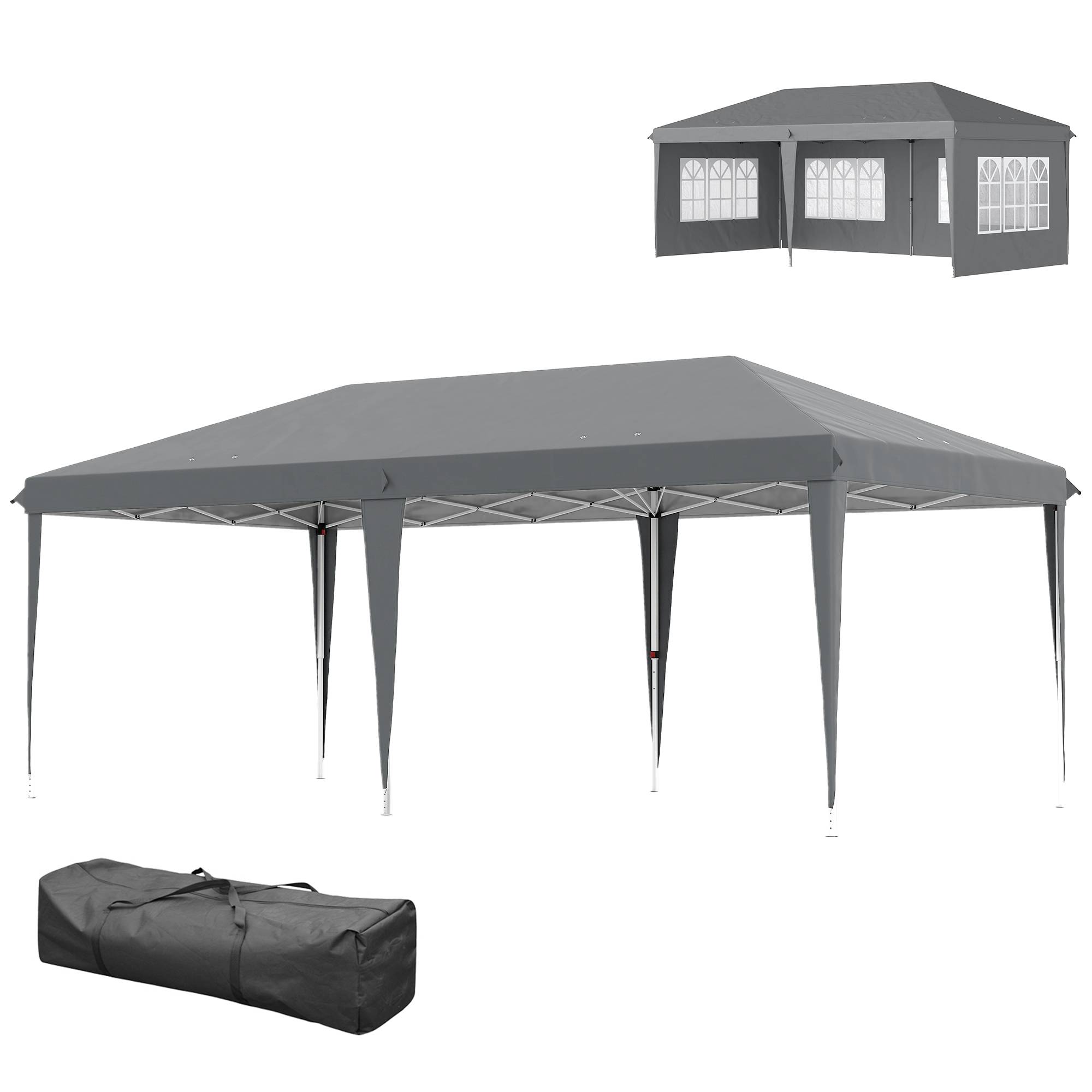 Tonnelle pliante polyester gris 585 x 295 x 270 cm - PANGIVO - Image 2