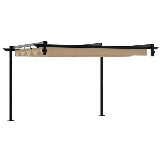 Pergola Murale Adossée Acier Toit Rétractable 3x3 m Taupe pour Jardin Patio - ComfortXL Outdoor Living - Image 6