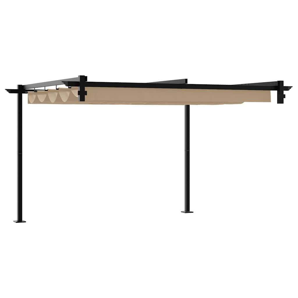 Pergola Murale Adossée Acier Toit Rétractable 3x3 m Taupe pour Jardin Patio - ComfortXL Outdoor Living - Image 6