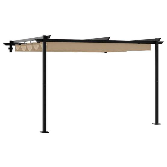 Pergola Murale Adossée Acier Toit Rétractable 3x3 m Taupe pour Jardin Patio - ComfortXL Outdoor Living - Image 2