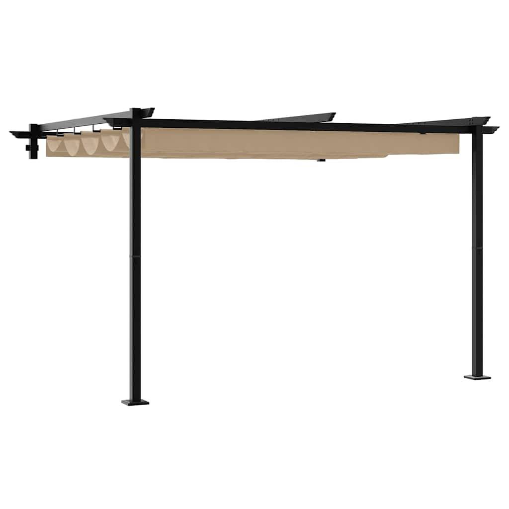Pergola Murale Adossée Acier Toit Rétractable 3x3 m Taupe pour Jardin Patio - ComfortXL Outdoor Living - Image 2