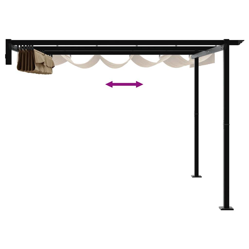 Pergola Murale Adossée Acier Toit Rétractable 3x3 m Taupe pour Jardin Patio - ComfortXL Outdoor Living - Image 9