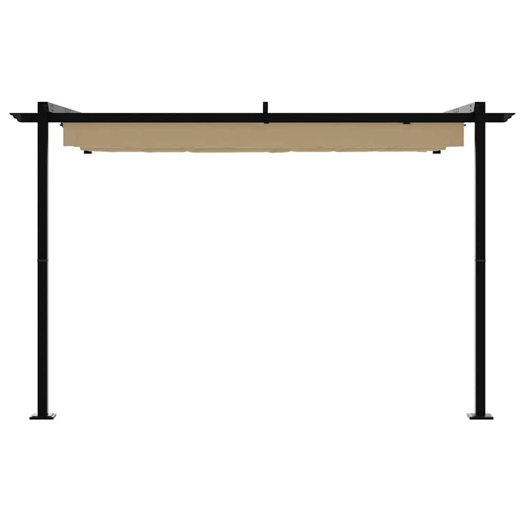 Pergola Murale Adossée Acier Toit Rétractable 3x3 m Taupe pour Jardin Patio - ComfortXL Outdoor Living - Image 4