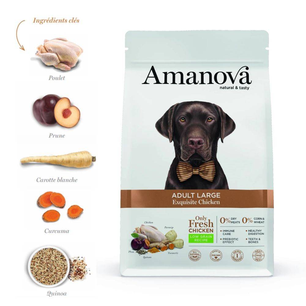 Croquettes Chien Grande Race Poulet Amanova 12 kg - Image 2