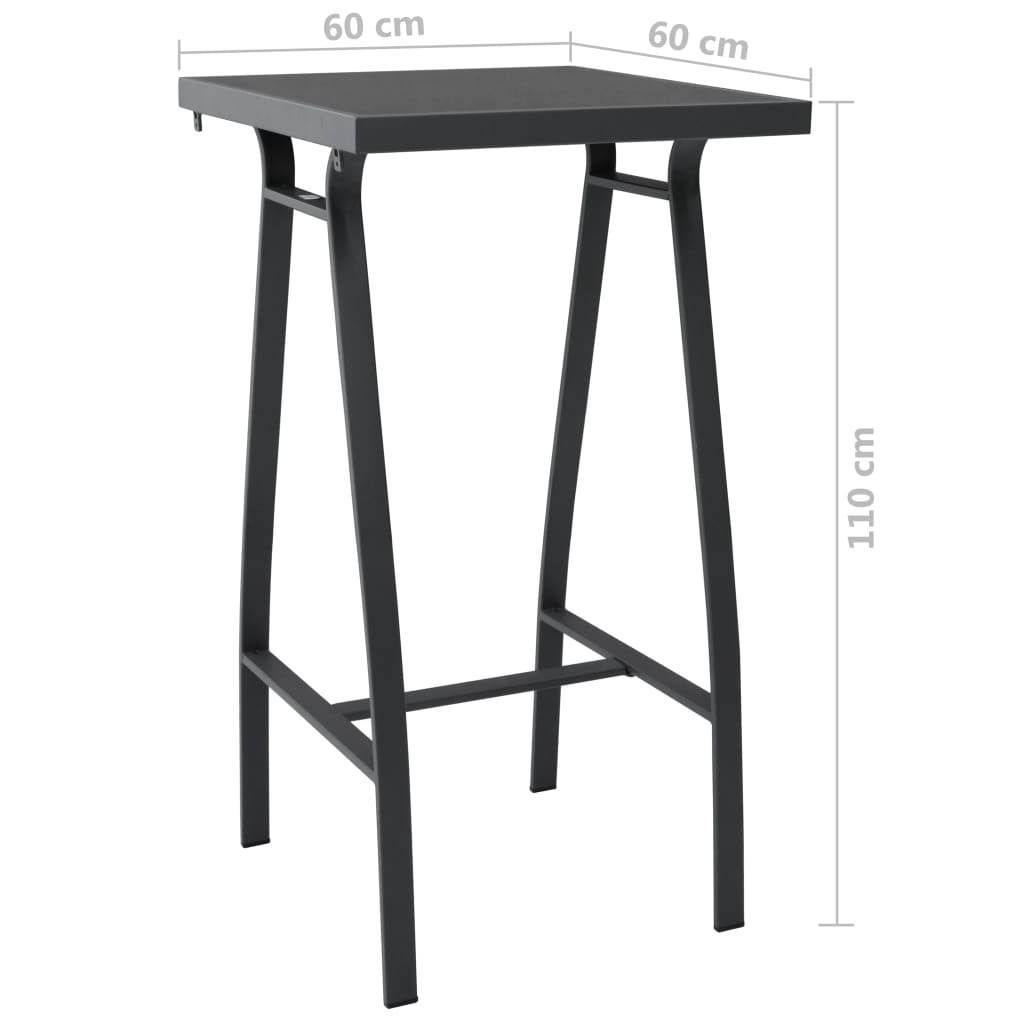 Helloshop26 - Ensemble de bar de jardin 3 pièces noir - Imagen 4