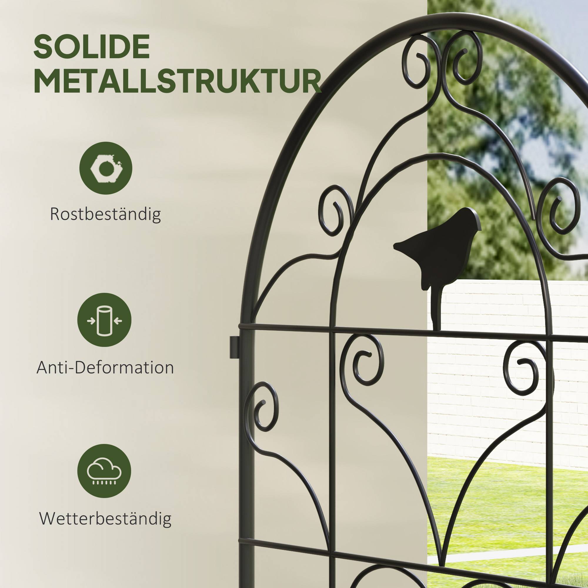ComfortXL - Treillis plantes grimpantes métal noir lot de 2 50 x 120 cm motif oiseaux support décoratif jardin extérieur - Image 7