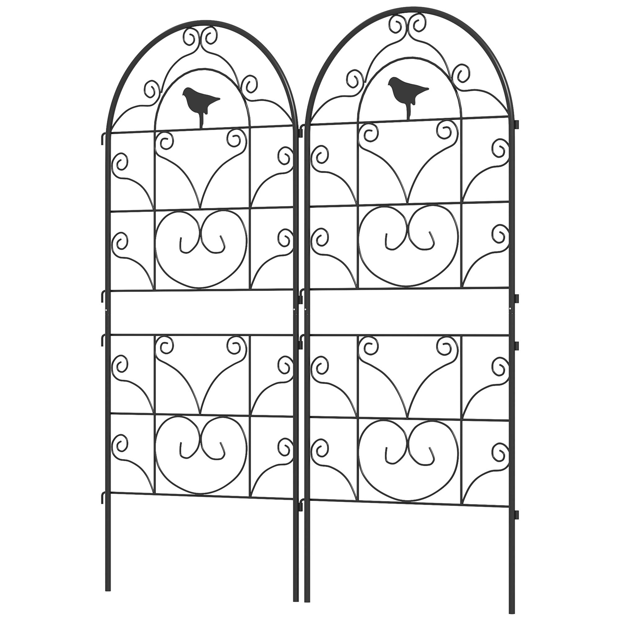 ComfortXL - Treillis plantes grimpantes métal noir lot de 2 50 x 120 cm motif oiseaux support décoratif jardin extérieur - Image 2