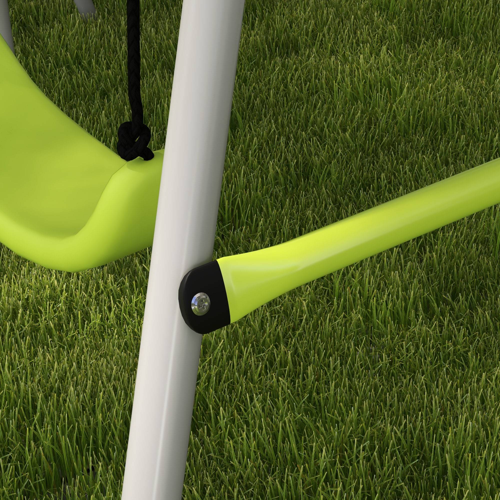 Portique 2 agrès avec 1 balançoire et siège face-à-face, 255×160×180 cm, charge max 135 kg, vert gris, stable pour jardin - Image 9