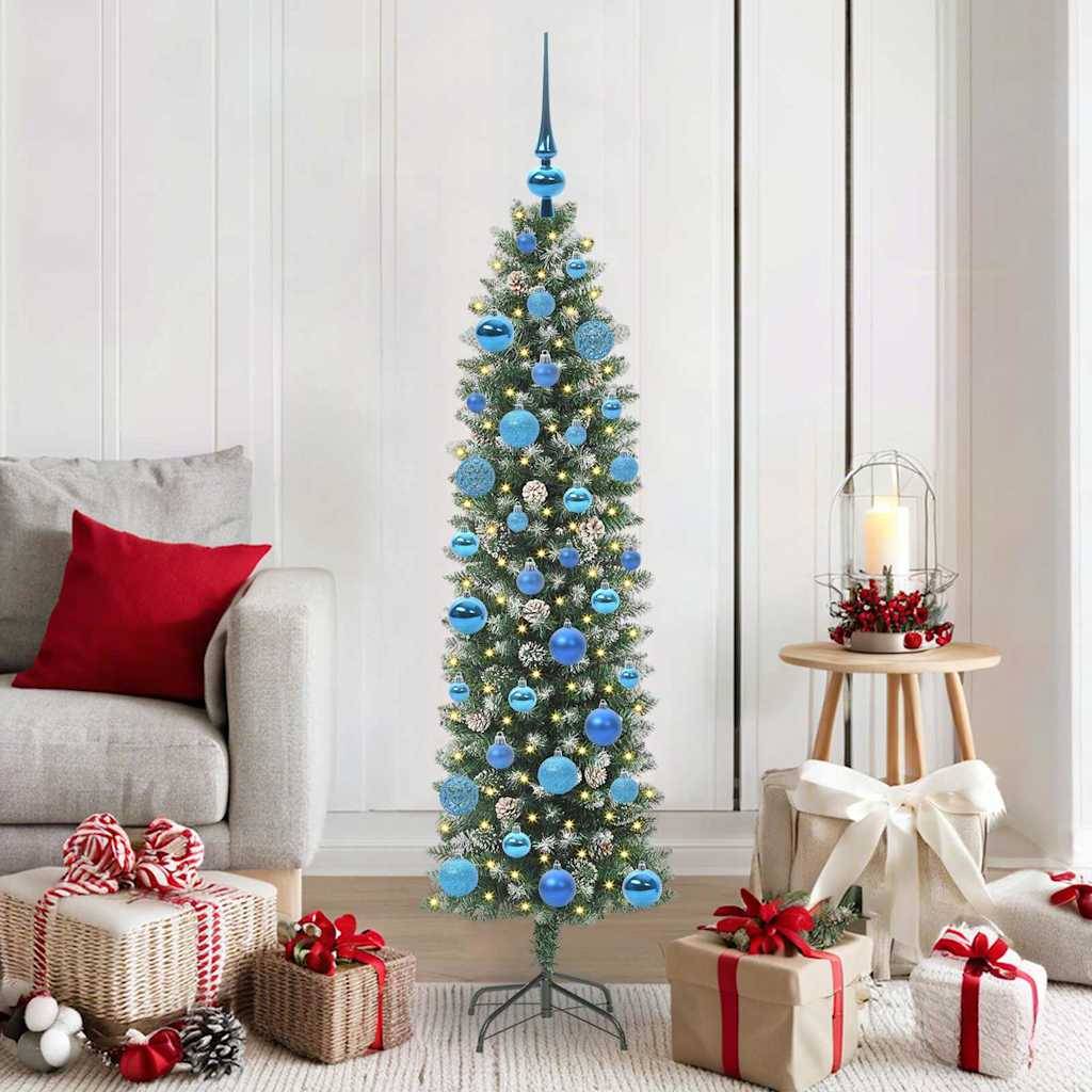Vidaxl - Arbre de Noël artificiel slim Vert et blanc 150 cm vidaXL 3395288 - Image 1