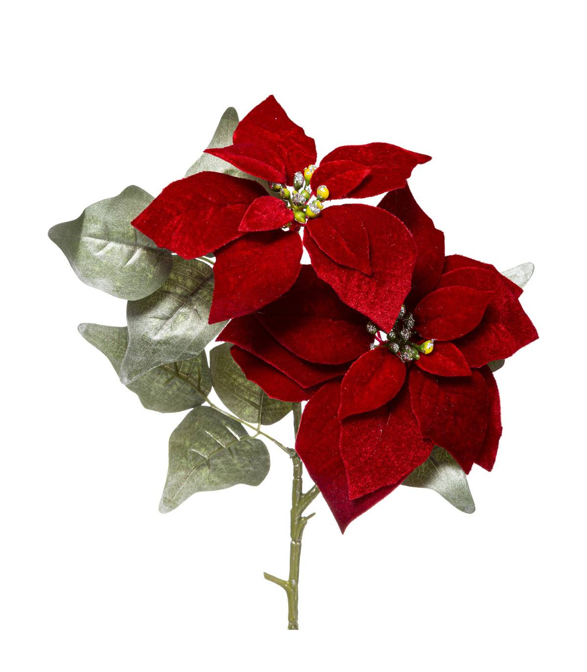 Branche décorative spéciale fêtes Poinsettia rouge Fleur de Noël H 75 cm - Image 2