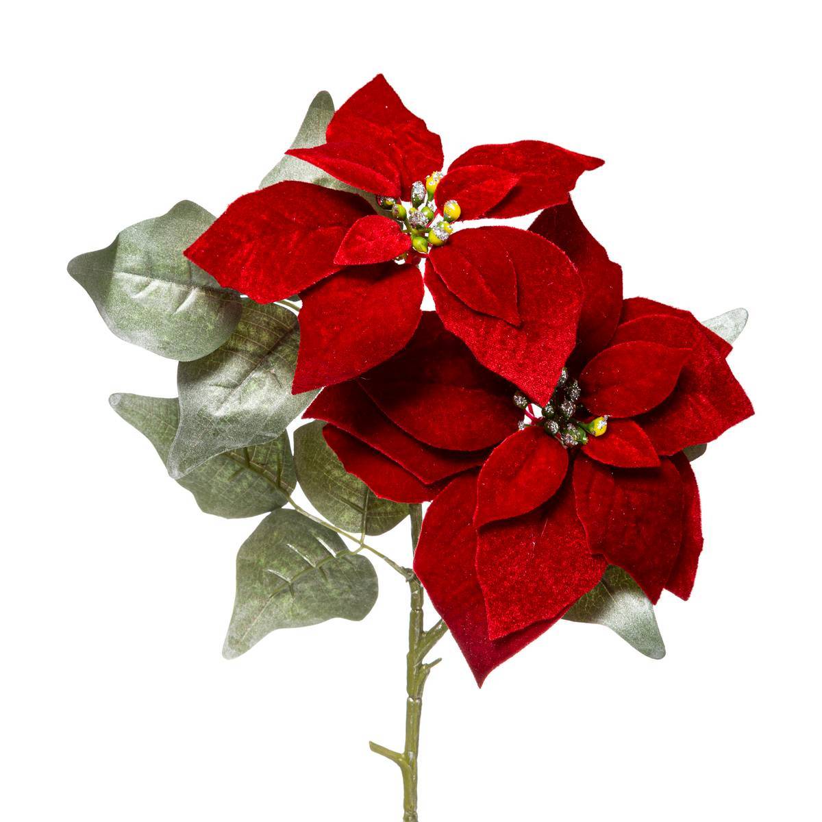 Fééric Lights & Christmas - Rama Poinsettia 2 cabezas 75 cm - Atmosphera Creador de interiores - Imagen 2