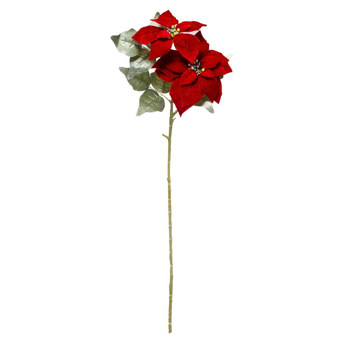 Fééric Lights & Christmas - Rama Poinsettia 2 cabezas 75 cm - Atmosphera Creador de interiores - Imagen 1