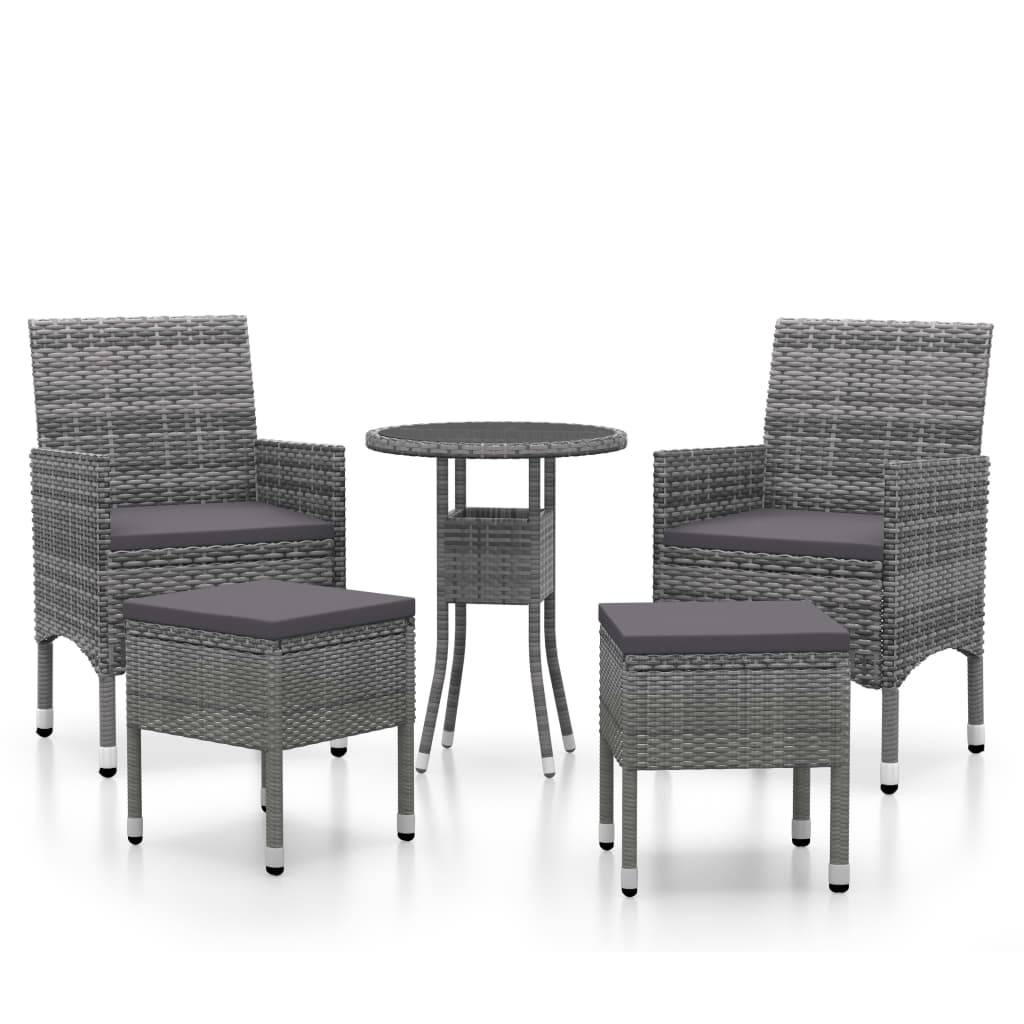 ComfortXL - Salon de Jardin 5 Pièces Rond Résine Tressée avec Tabourets Gris – ComfortXL Outdoor Living - Image 2
