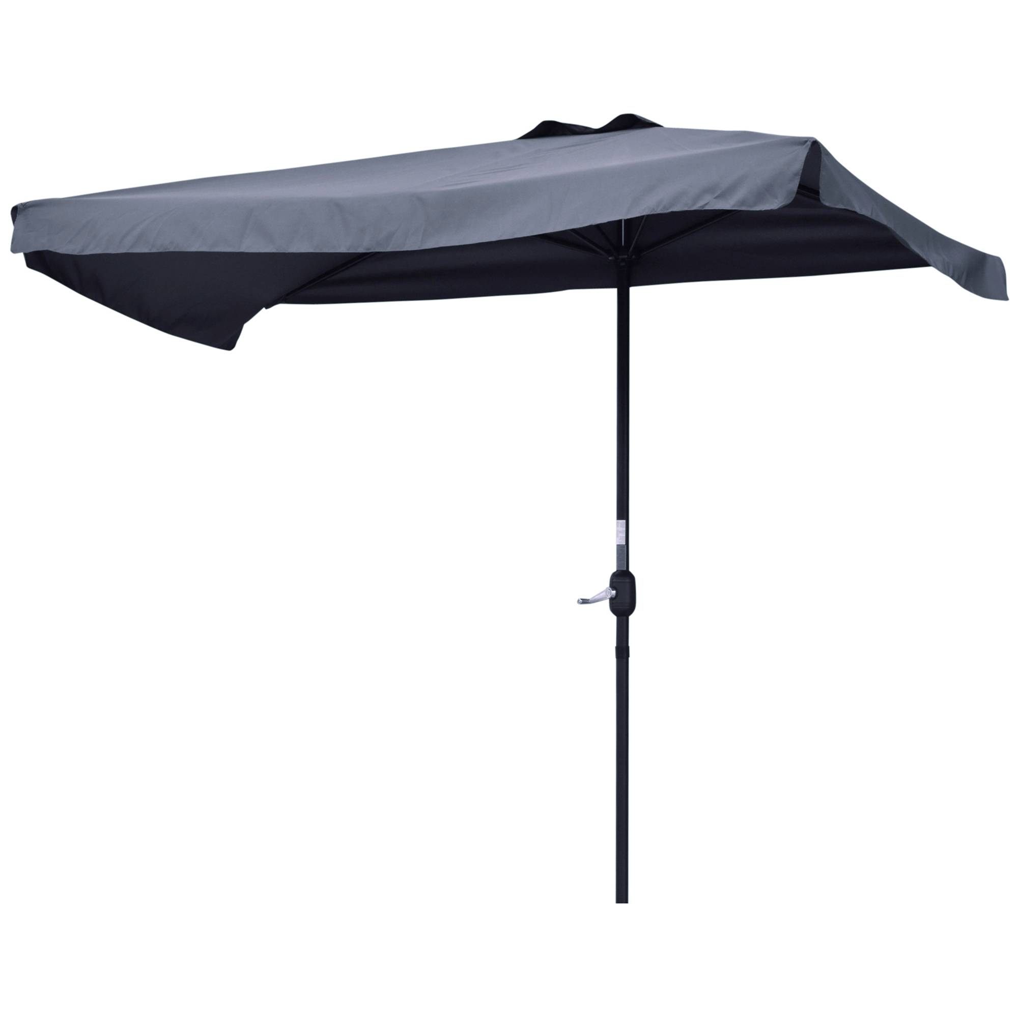 Demi parasol, parasol de balcon 5 entretoises métal 2,3x1,3x2,49m - Métal Gris fr126 - Image 2