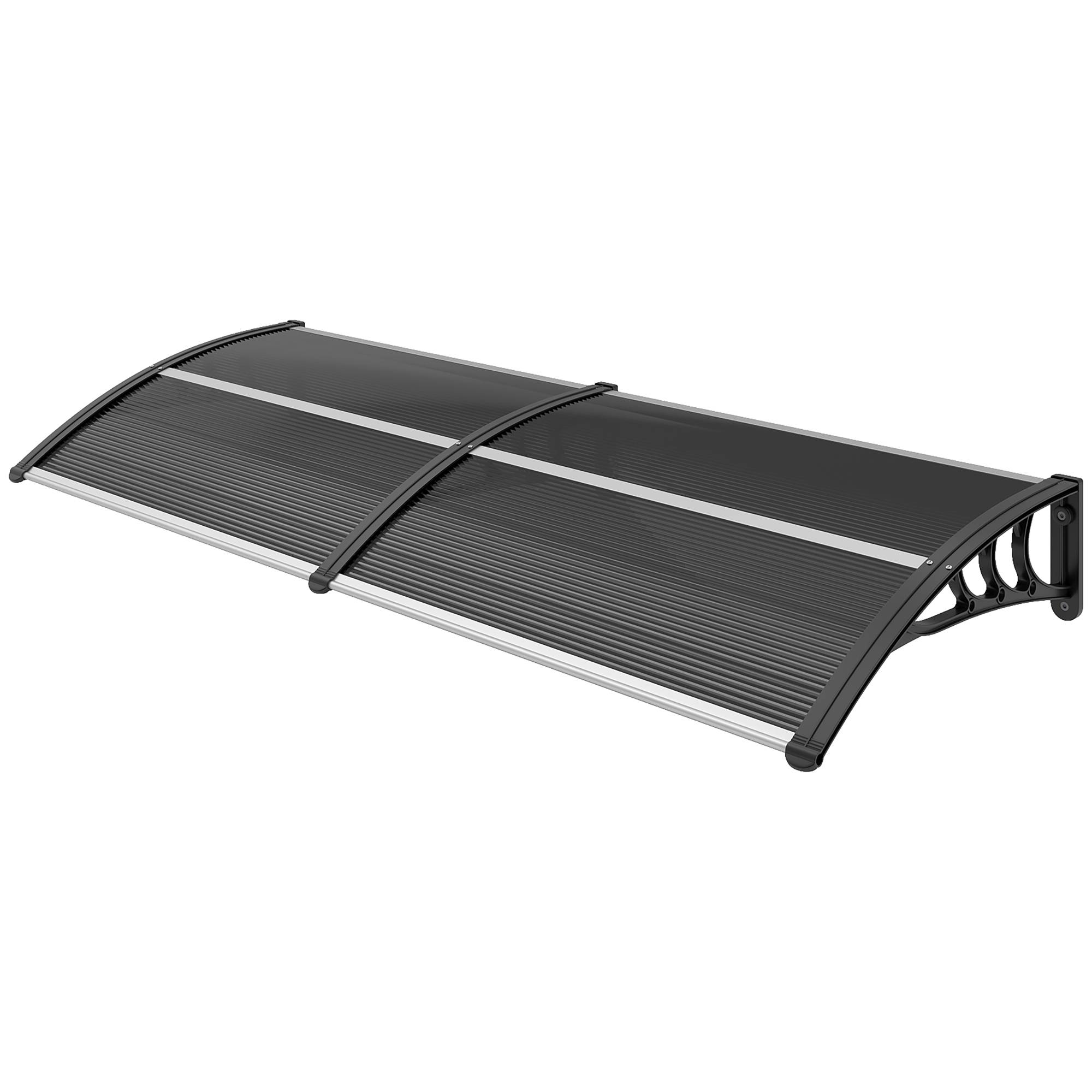 Store extérieur de protection solaire et imperméable 196 x 75 x 23 cm avec revêtement en polycarbonate pour portes et fenêtres, noir - Image 2