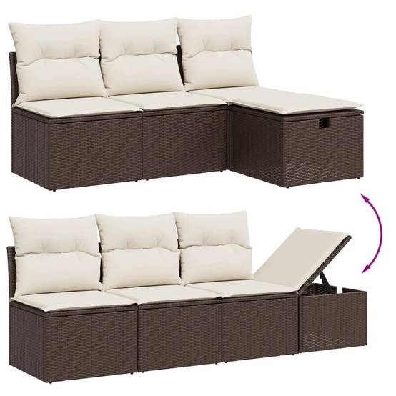 Salon de jardin 7 places en résine tressée marron modulable avec pouf – ComfortXL Outdoor Living - Image 3