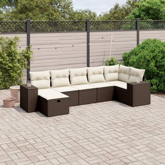 Salon de jardin 7 places en résine tressée marron modulable avec pouf – ComfortXL Outdoor Living - Image 1