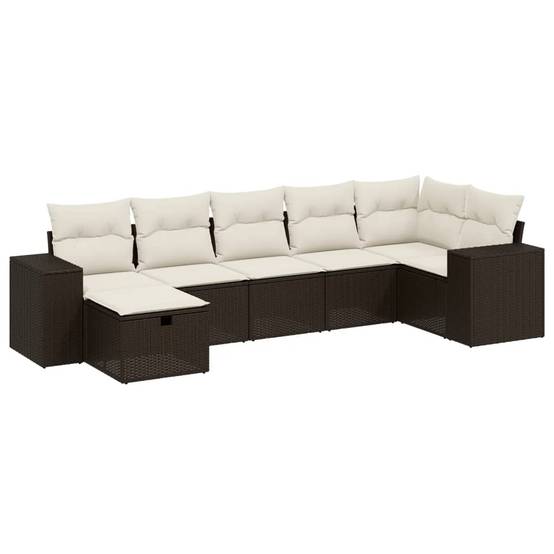 Salon de jardin 7 places en résine tressée marron modulable avec pouf – ComfortXL Outdoor Living - Image 2
