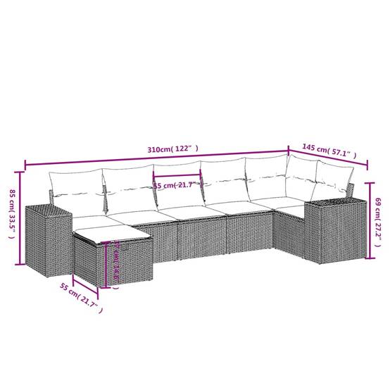 Salon de jardin 7 places en résine tressée marron modulable avec pouf – ComfortXL Outdoor Living - Image 4