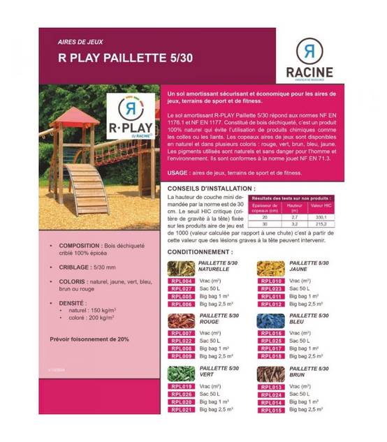 Paillis couleur NATUREL aire de jeux R Play 5/30 10 sacs 50 l - RPL027-10x50 - Image 2
