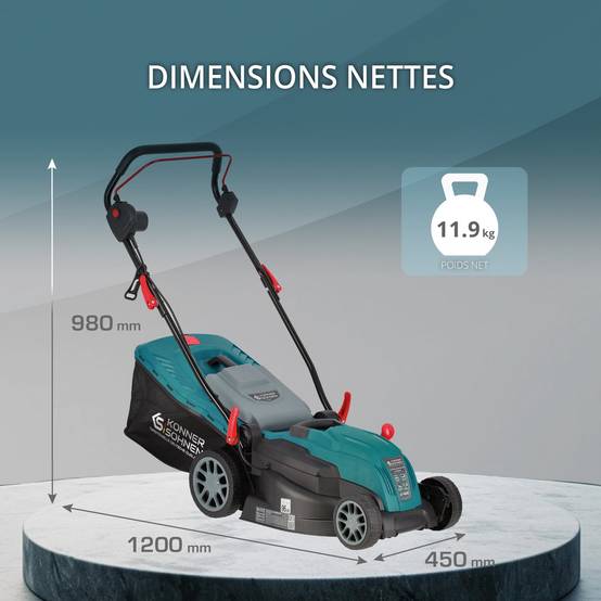 Tondeuse électrique à fil 1400W, 38 cm de coupe, idéale pour 250 m² - Könner Söhnen KS 38LM - Image 6