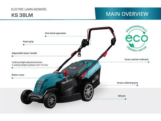 Tondeuse électrique à fil 1400W, 38 cm de coupe, idéale pour 250 m² - Könner Söhnen KS 38LM - Image 7