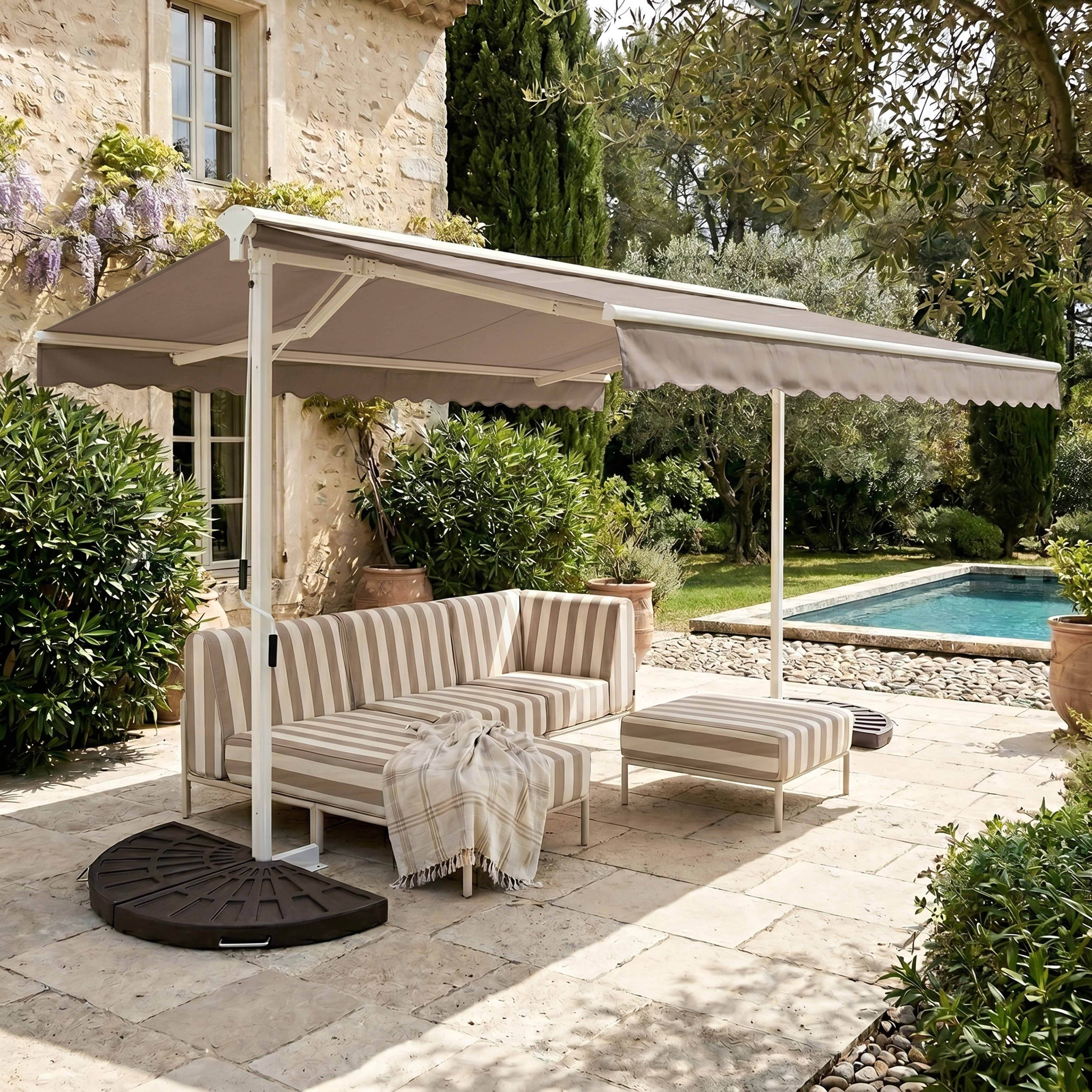 Oviala - Store double pente 3 x 4m et 4 dalles lestées taupe Delgada - Oviala - Imagen 2